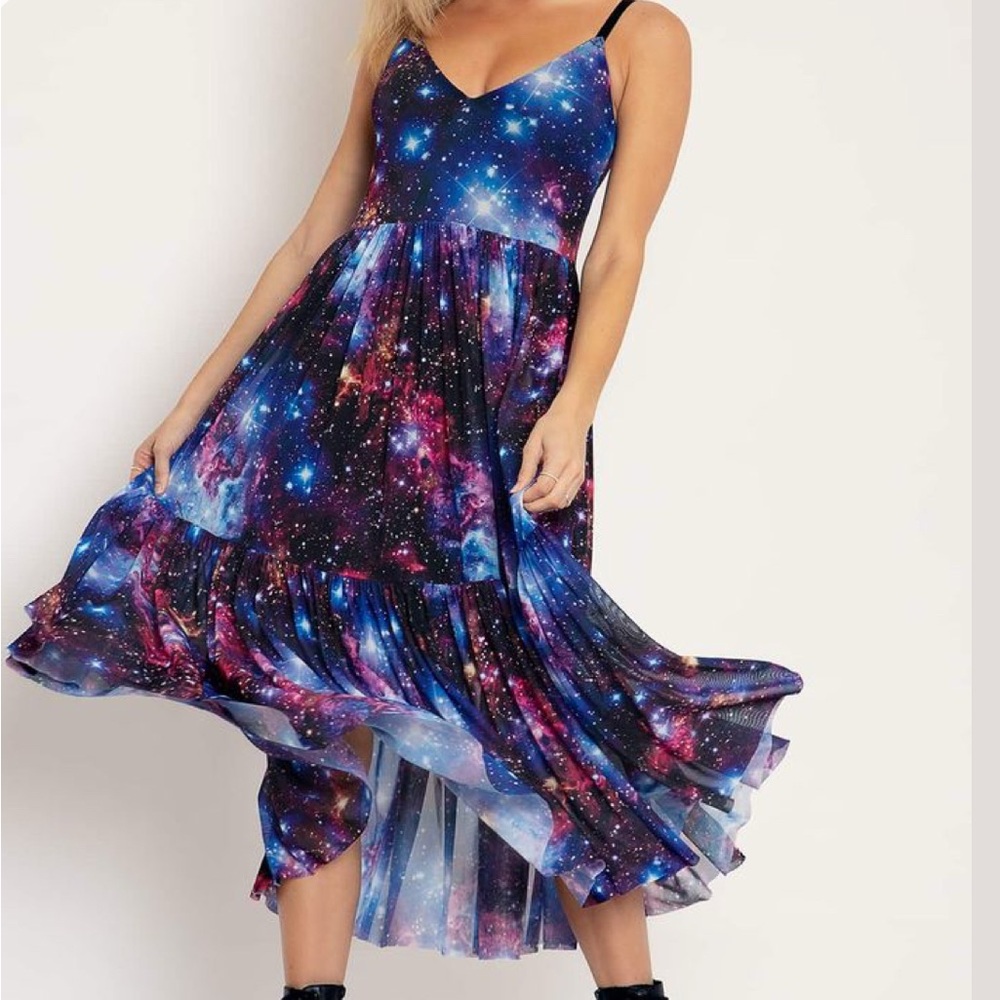 Galaxy amethyst sheer midaxi dress